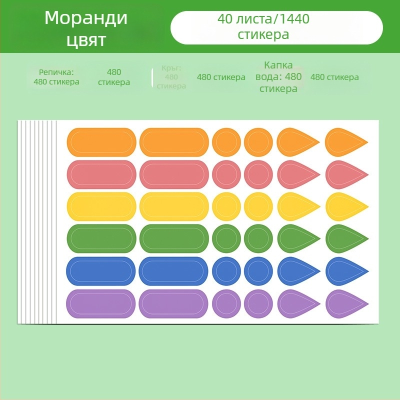 Многофункционални етикети за анотация с водни капки и дъждовни индекси – готови за лепене, вътрешни страници на листовка, базова опаковка, марка Huge