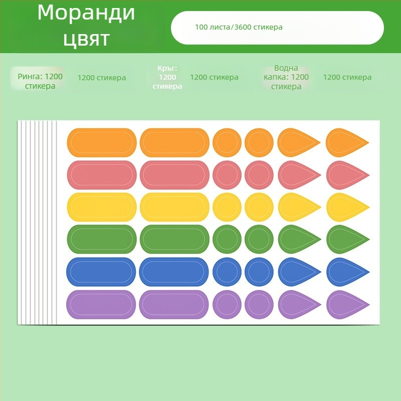 Многофункционални етикети за анотация с водни капки и дъждовни индекси – готови за лепене, вътрешни страници на листовка, базова опаковка, марка Huge
