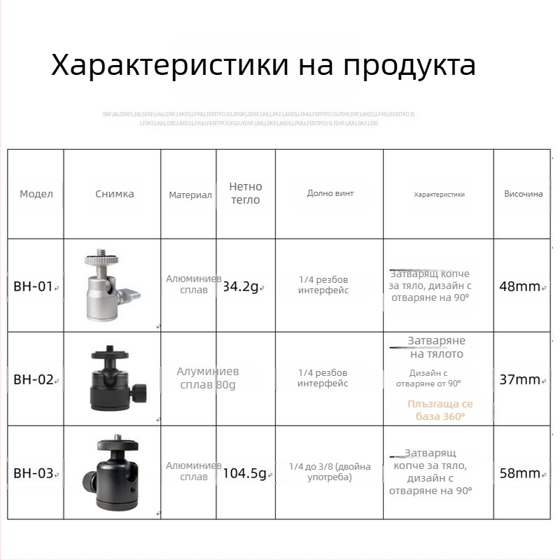 Мини ball head от алуминиева сплав за универсален 360° мини трипод, 90° вертикален наклон, ръчно монтиране, обща съвместимост, 360° въртене