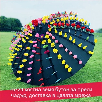 Дълъг чадър с 8 железни лъча, железна дръжка, ръчно отваряне, плат 190T