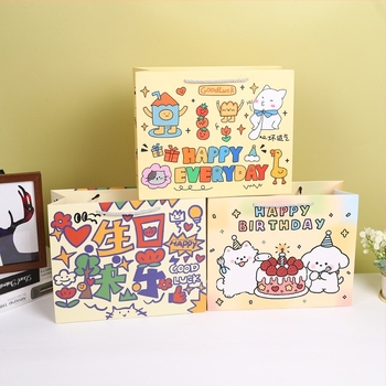 Карикатурна подаръчна чанта за рожден ден с UV печат, персонализируема, лого включено