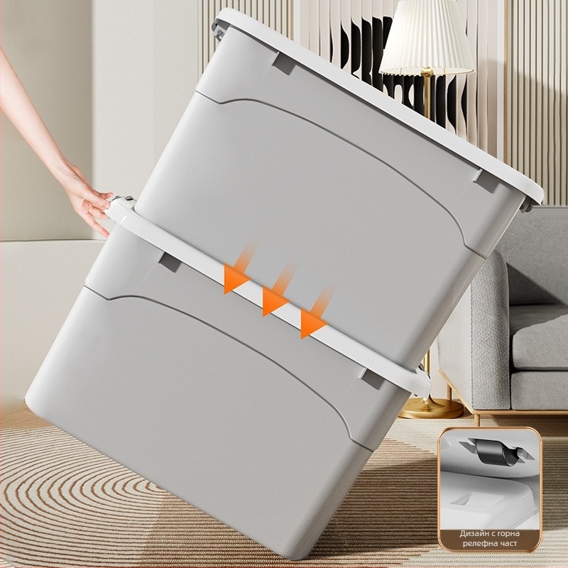 Пластмасова кутия за съхранение със запечатващ капак, за дрехи и играчки, японски стил, модел X01-X04, капацитет 0–5 л, възможност за печат на лого, налична в 1–4 опаковки