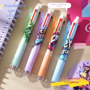 Изтриваемо перо, с бутонен механизъм, куршумов връх, пластмасов корпус, Cartoon серия