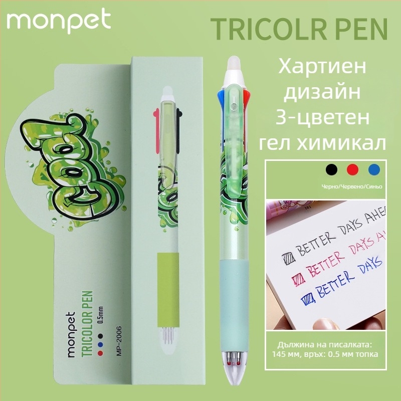 Изтриваемо перо, с бутонен механизъм, куршумов връх, пластмасов корпус, Cartoon серия