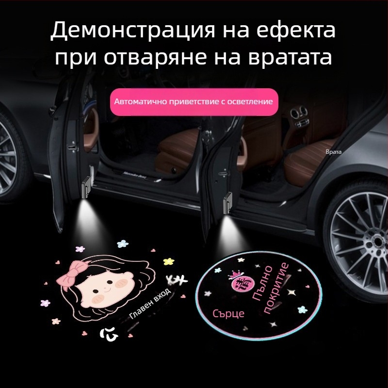 Автомобилно посрещателно светло с ангелски крила и проекция (Без кабели, монтаж с лепило, 5V, 0.2A, модел Mks-3234)