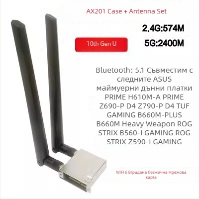 Десктоп безжична Wi‑Fi карта с 1200 Mbps, M.2 интерфейс, 2.4/5 GHz, 802.11ax