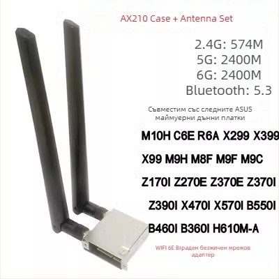 Десктоп безжична Wi‑Fi карта с 1200 Mbps, M.2 интерфейс, 2.4/5 GHz, 802.11ax