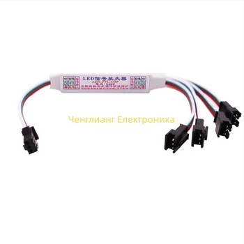 Модул за усилване на LED лента — синхронно усилване на сигнала, 5–24V, SM3P интерфейс, 3 SPI сигнала, настройка 0–100%