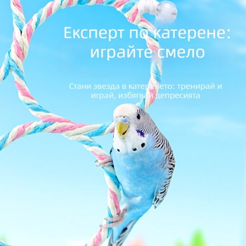 Папагалска катерачна стълба със висящи пръстени и стойка