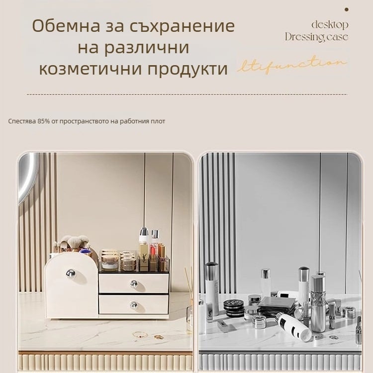 Козметична кутия за съхранение с разделители, акрил, винтидж стил, модел 20250710001