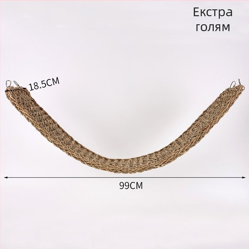 Папагалова играчка с мрежа от трева, облачна стълба, стълба за катерване, дъвчеща играчка и люлеещ се пръстен