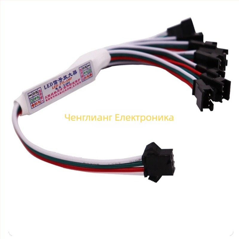 Модул усилвател за LED лента — синхронен сигнален разширител, 5–24V, изходи 1→4/8, 3P интерфейс