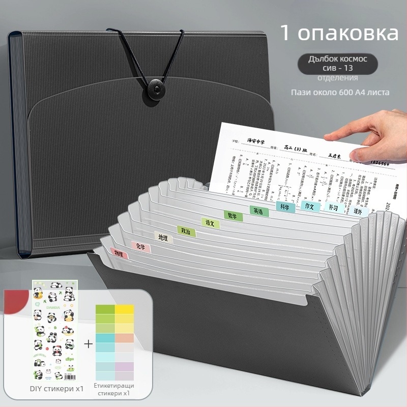 Deli 5238 Пластмасов органайзер за файлове с 13 джоба