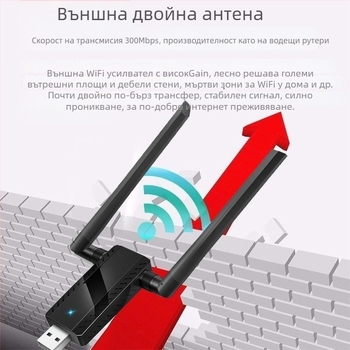 Wi‑Fi усилвател с USB захранване за домашен рутер, повторител и безжичен удължител през стената
