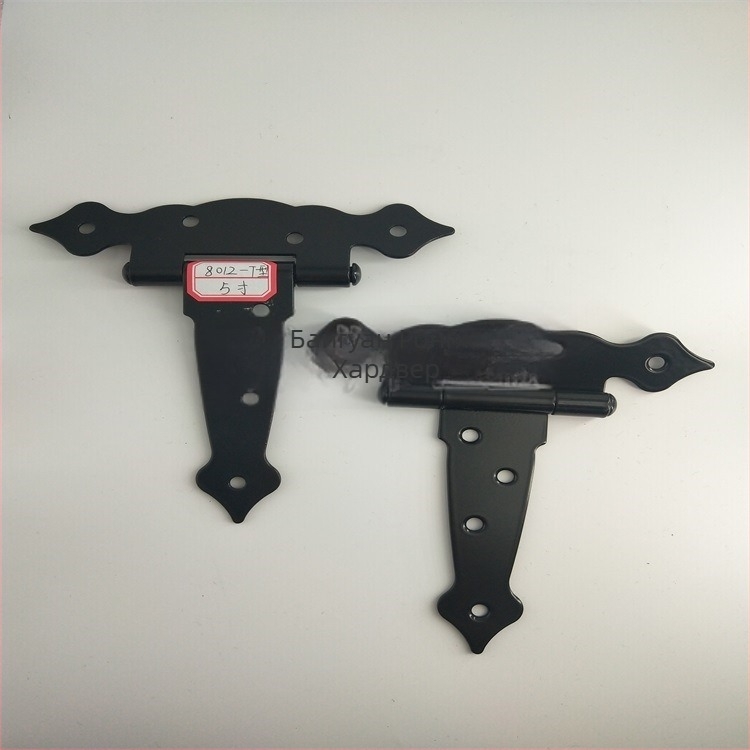 Дверна панта, T-панта, флорален модел, железна, с черно покритие