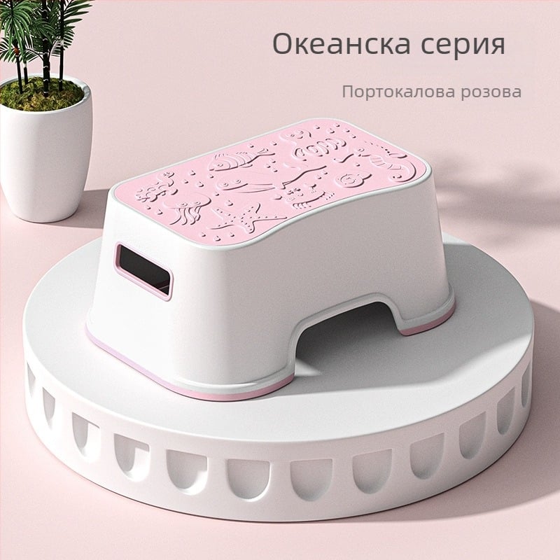 Детска пластмасова стъпална табуретка за баня, ALCOCO, не сгъваща се, възможност за частен етикет