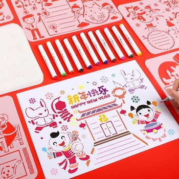 Four Seasons Pomelo PET 8K шаблони за рисуване – прорезни празнични теми за ученически ръкописни вестници, комплект от 6 листа