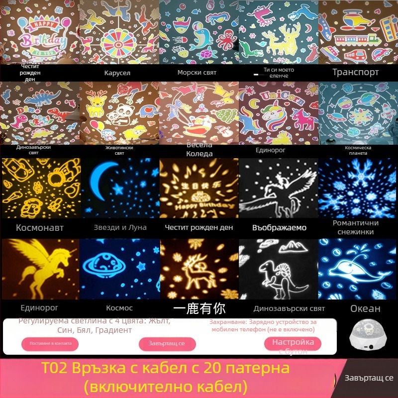 Детски проектор за звездно небе с астронавтска тема, музикална нощна светлина, Bluetooth, дистанционно управление, USB захранване или вградена батерия