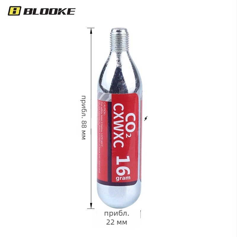 Blooke CO2 инфлационна бутилка за планински и пътни велосипеди — алуминиева сплав, преносим резервоар за пълнене на гуми, CO2 клапан