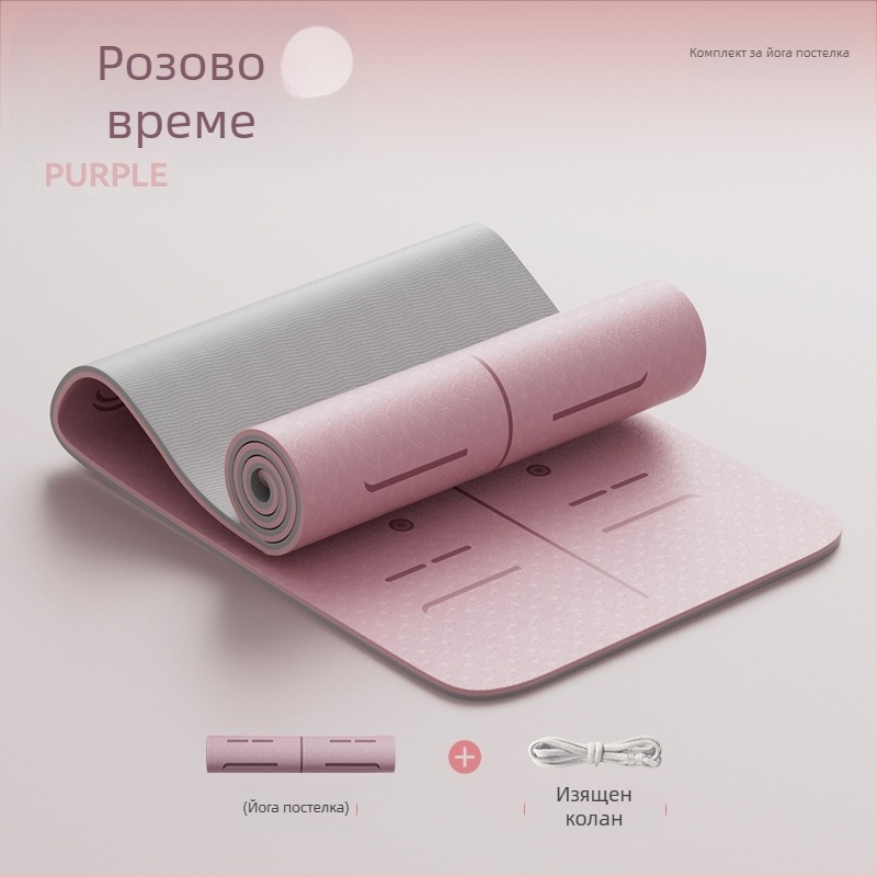 Йога мат от TPE, нехлъзгащ се, с разширена ширина и удебелена конструкция, 6–12 мм, екологичен