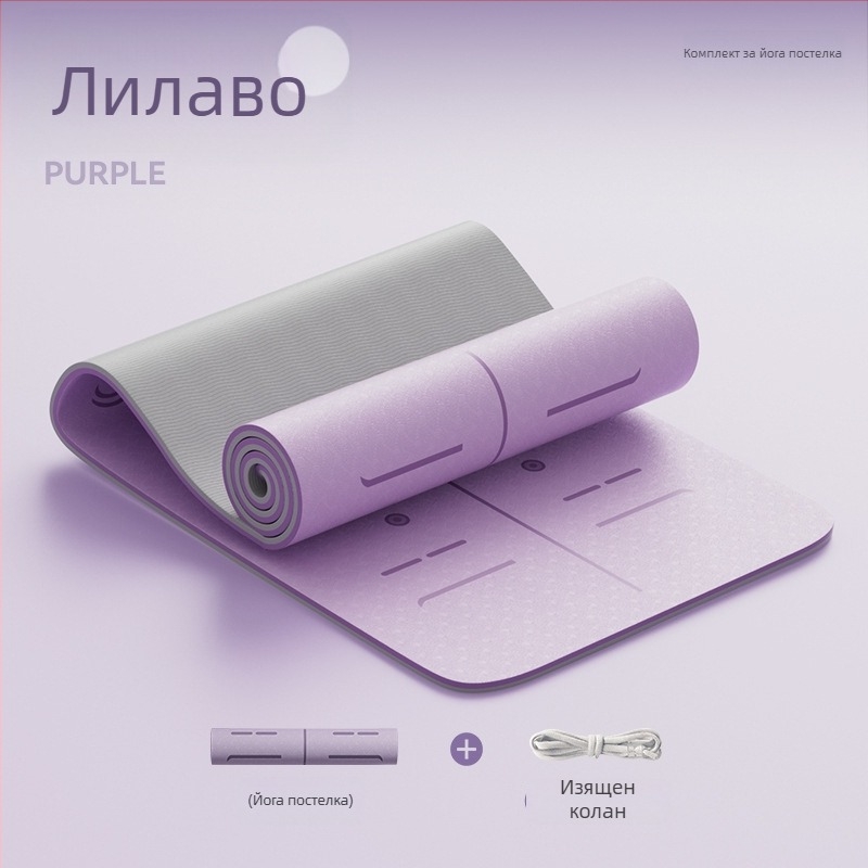 Йога мат от TPE, нехлъзгащ се, с разширена ширина и удебелена конструкция, 6–12 мм, екологичен