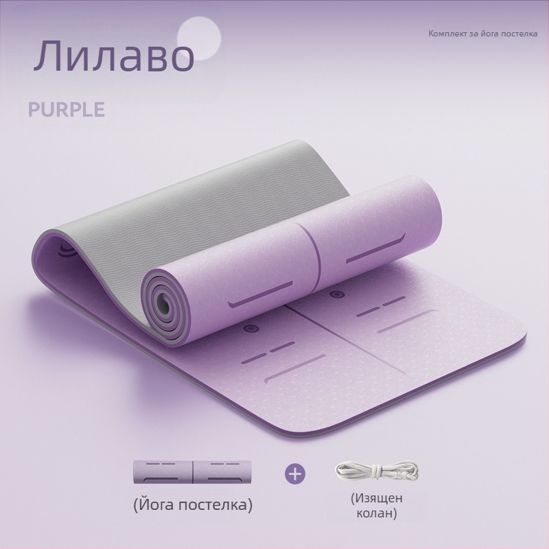 Йога мат от TPE, нехлъзгащ се, с разширена ширина и удебелена конструкция, 6–12 мм, екологичен