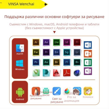 Wencai VIN1060PLUS 1060 таблет за рисуване – USB интерфейс, ABS корпус, пасивен стилус (без презареждане), свързва се с компютър и телефон, подходящ за рисуване и онлайн уроци