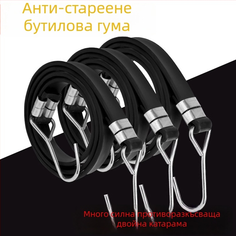 Еластична лента за мотоциклети и електрически превозни средства с куки и двойна катарама