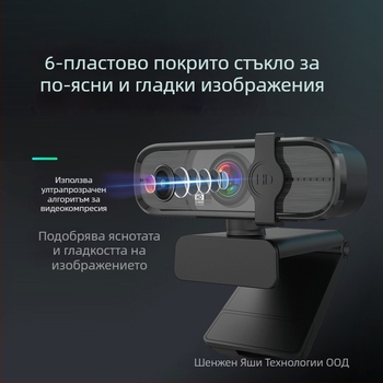 Anzhijia A30 USB уебкамера с 1080p HD видео, вграден микрофон, 2 MP сензор, USB 2.0 интерфейс, фиксиран фокус
