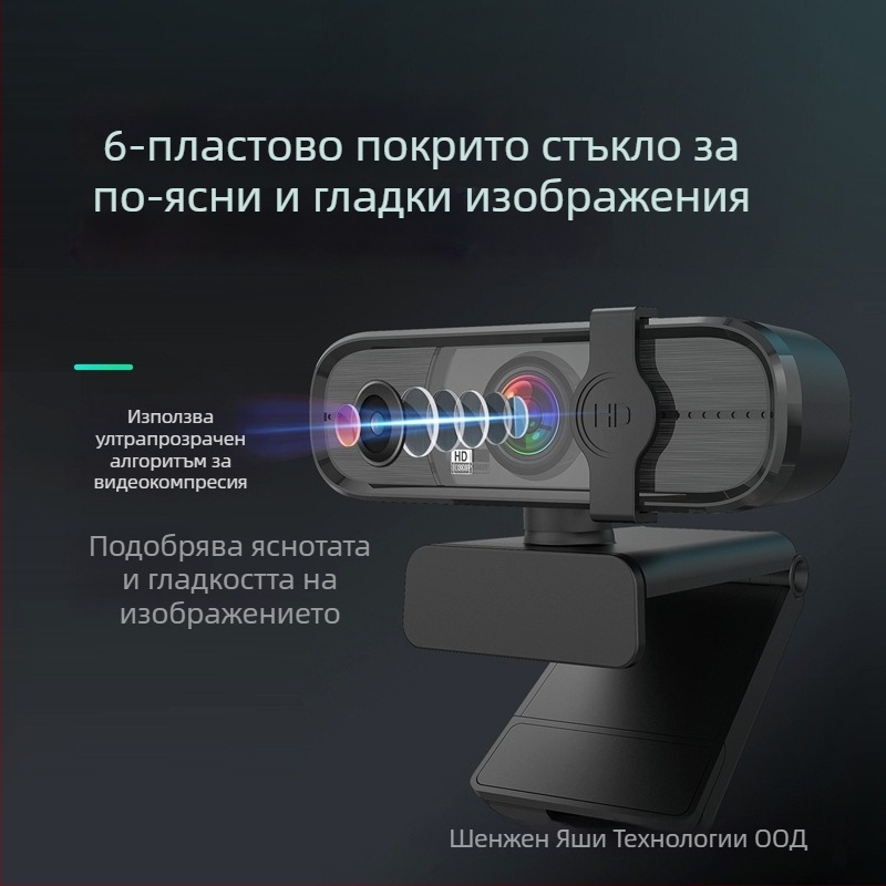 Anzhijia A30 USB уебкамера с 1080p HD видео, вграден микрофон, 2 MP сензор, USB 2.0 интерфейс, фиксиран фокус