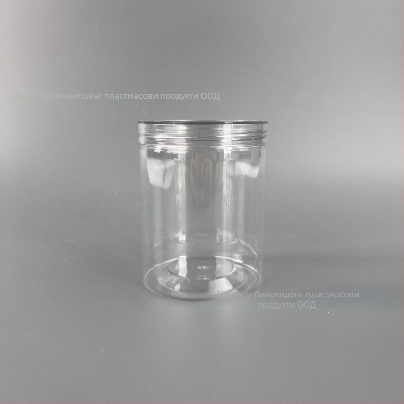 Пластмасов завинтващ се прозрачен буркан за съхранение • PET пластмаса • Кристален капак • Възможност за персонализация