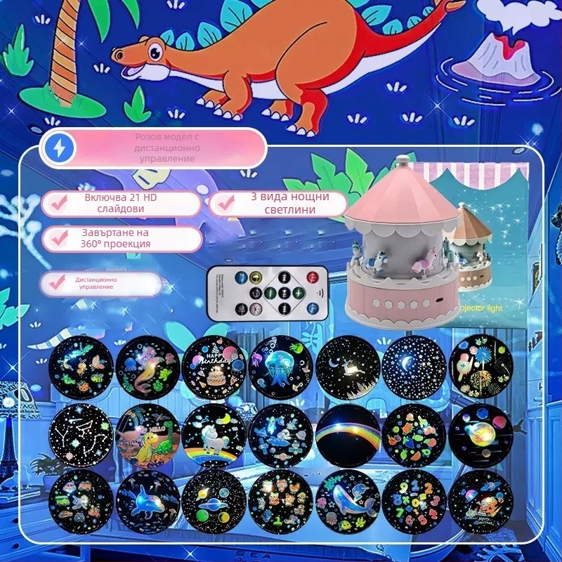 Проектор за звездно небе за деца – USB захранване, възпроизвеждане на музика, регулиране на яркостта, настолен монтаж