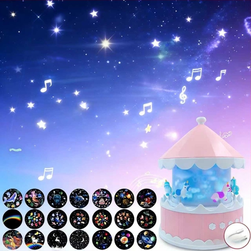 Проектор за звездно небе за деца – USB захранване, възпроизвеждане на музика, регулиране на яркостта, настолен монтаж