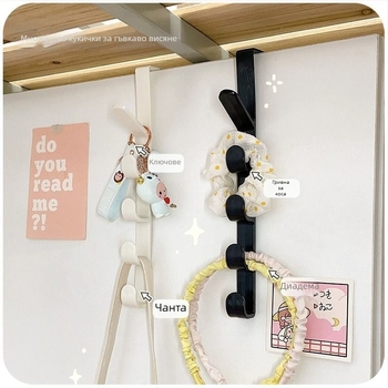 Дверна закачалка за дрехи, без пробив, ABS смола, модерен минималистичен дизайн, капацитет 3–5 кг, NZ-48542