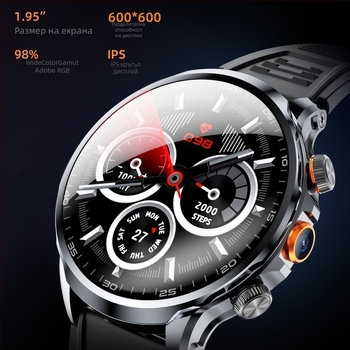 Smartwatch със SIM карта, кръгъл циферблат, камера, крачкомер и мониторинг на сърдечния ритъм