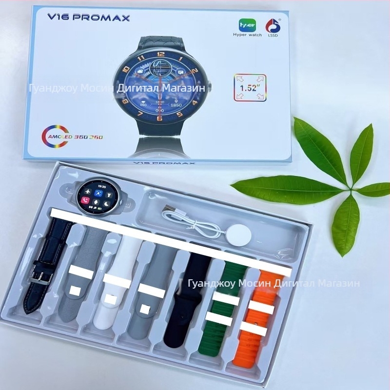 V16ProMAX Смарт часовник с IPS дисплей, алуминиев корпус, Bluetooth разговори, измерване на сърдечната честота, детекция на кислород в кръвта