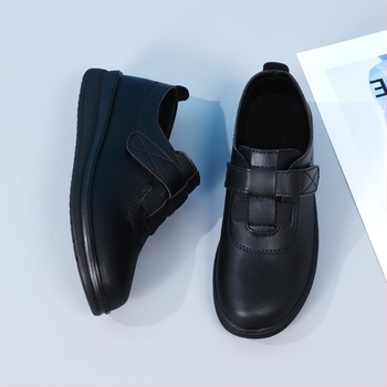 Дамски кожени обувки за работа с велкро затваряне, кръгъл нос, нисък ток 1–3 см, PU подметка, леки за ежедневна употреба