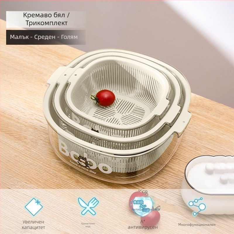 Плодова чиния и кошница за плодове, PET материал, Хранителен клас, Кутия за яйца в хладилник, Органайзер за храна