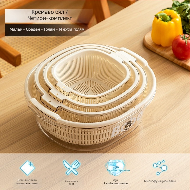 Плодова чиния и кошница за плодове, PET материал, Хранителен клас, Кутия за яйца в хладилник, Органайзер за храна