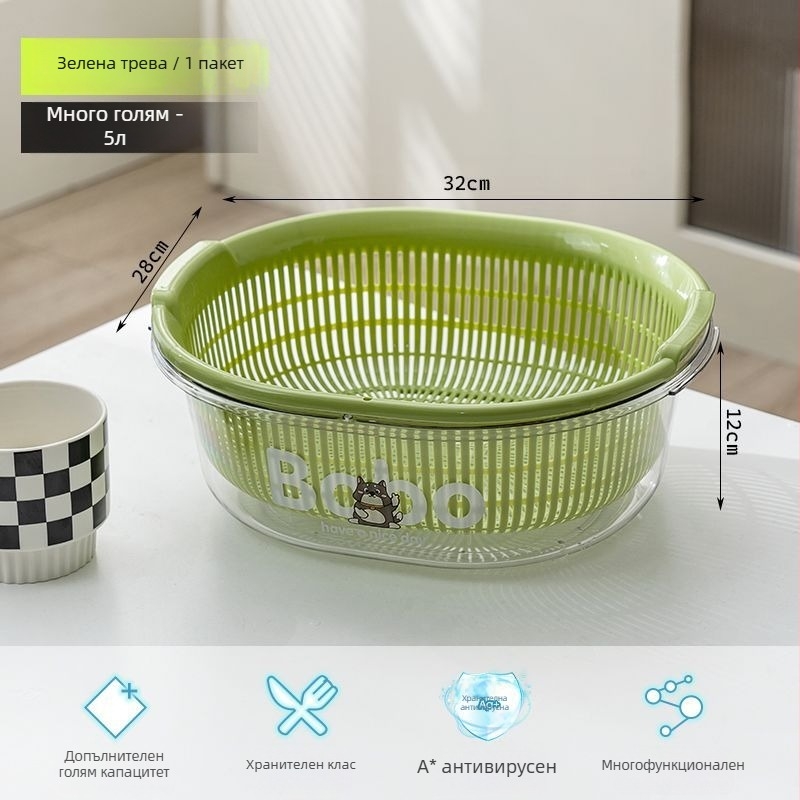 Плодова чиния и кошница за плодове, PET материал, Хранителен клас, Кутия за яйца в хладилник, Органайзер за храна