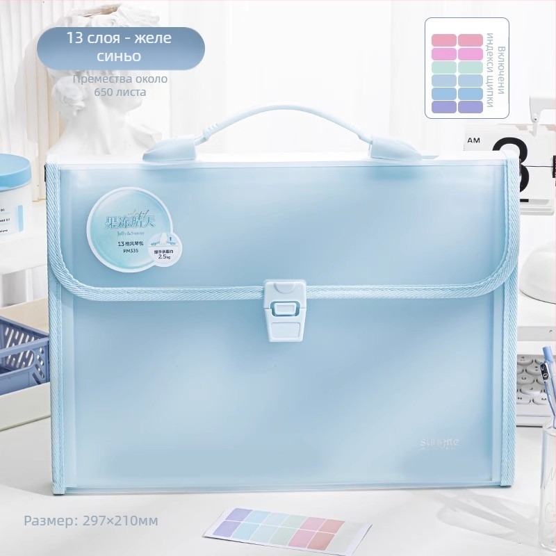 Дели PM06 Аккордеонна папка за документи, пластмасова, 13 отделения, DL-Vertical модел, дебелина 63C