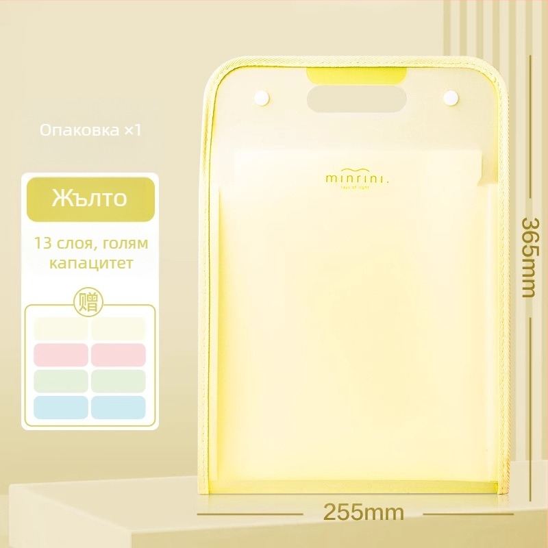 Дели PM06 Аккордеонна папка за документи, пластмасова, 13 отделения, DL-Vertical модел, дебелина 63C