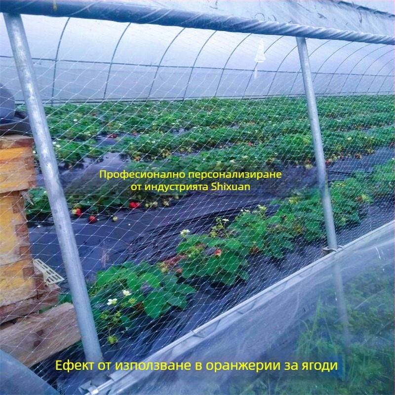Птицезащитна мрежа за оранжерия със вентилация – за ягоди, диня и лози