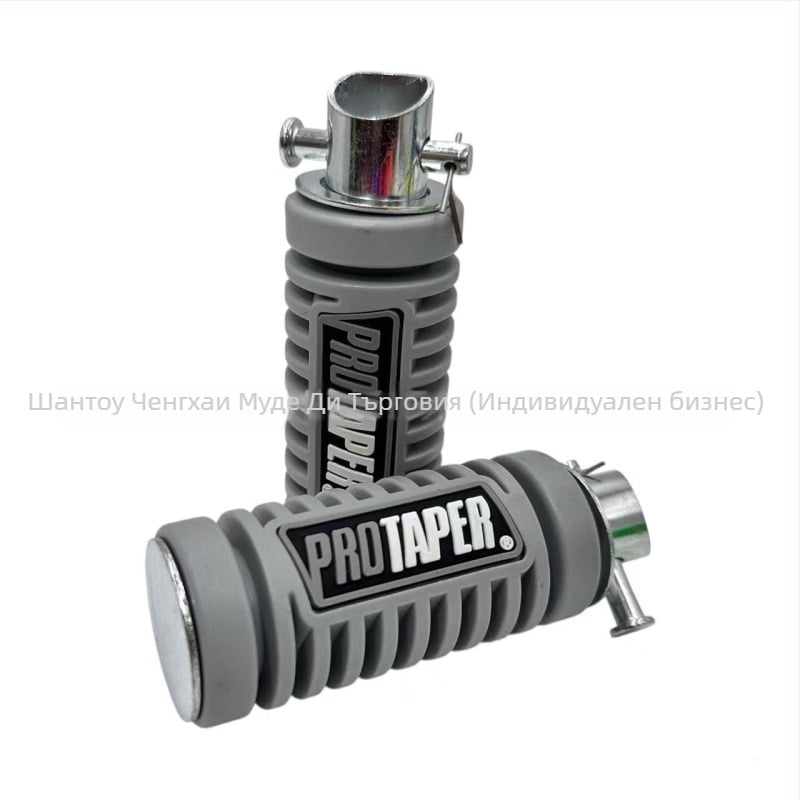 Комплект мотоциклетни педали: предни и задни, гумени, електроплакирани, универсална съвместимост — Mdd