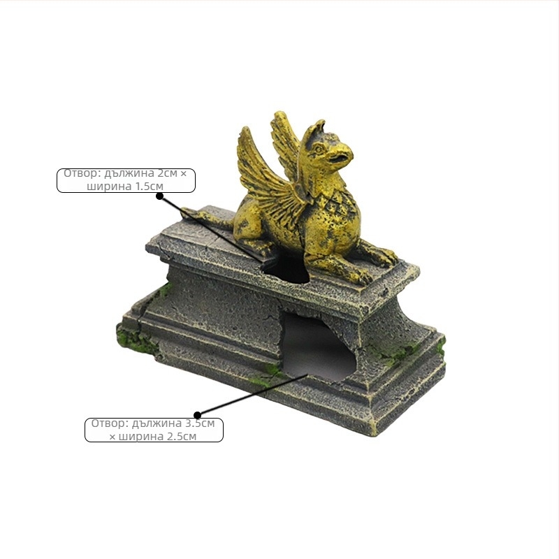 Декорация за влечуги: екологично чиста смола; укритие; статуя на летящ бог (Материал: екологично чиста смола; Функция: укритие за влечуги; Стил: статуя на летящ бог; Основна цел: декоративна украса; Тегло: 180 г)