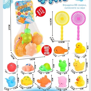 Играчка за баня с мини мрежа за водни игри; подходяща за деца 0–2 г.; подпомага емоционално, зрително и когнитивно развитие; подобрява координацията ръка–око и връзката с родителите
