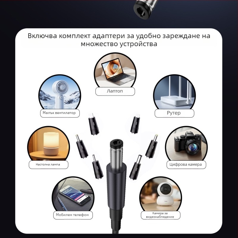 DC към Type-C заряден кабел за лаптоп с цифров дисплей, регулируемо напрежение, 140W PD, плетен кабел