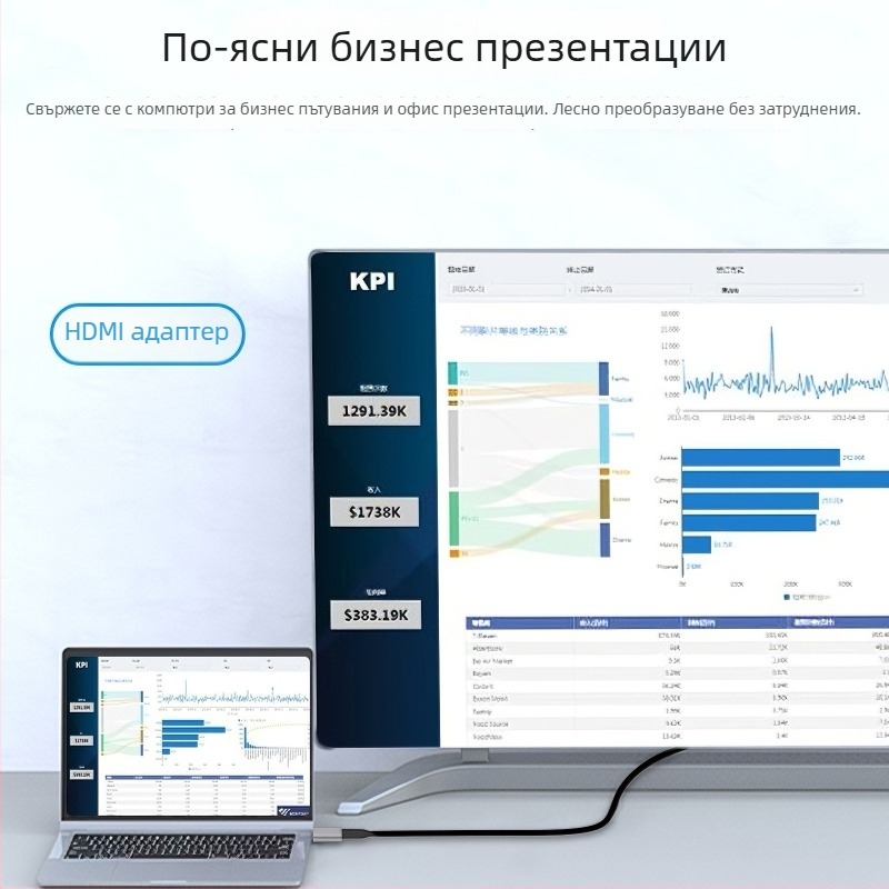 Type-C женски към HDMI/DP адаптер – 8K резолюция, 1 м кабел, TY20HD12