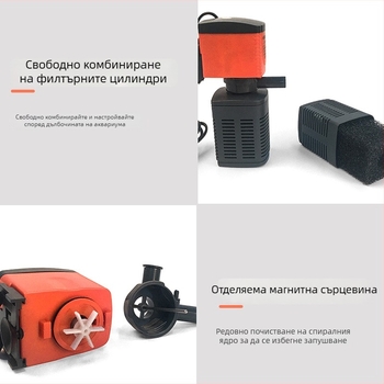 Xilong F080 аквариумна потапваща помпа с вграден филтър, аериране и циркулация