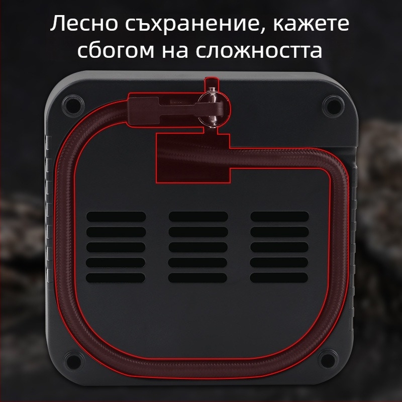 Портативна помпа за автомобилни гуми, батерийно захранване, диапазон на напрежение 36–96V, 120W, 5A